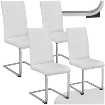 Sledestoelen, kunstleer - wit, Set van 4, Huis en Inrichting, Verzenden, Nieuw