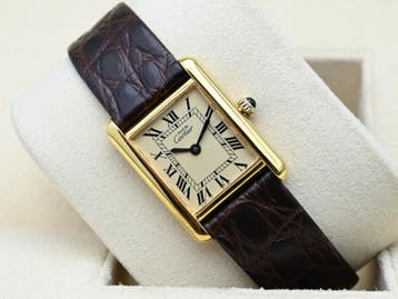 Cartier Tank Vermeil Year 1990s (Box), Ophalen of Verzenden, Polshorloge