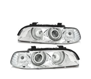PHARES XÉNON BMW SÉRIE 5 E39 95-03 ANGEL EYES FOND CHROMÉ, Autos : Pièces & Accessoires, Verzenden