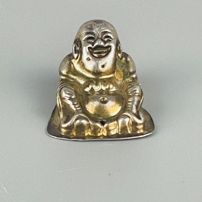 Beeldje - Chinses Figure of Budai - Zilver, Antiquités & Art, Antiquités | Autres Antiquités