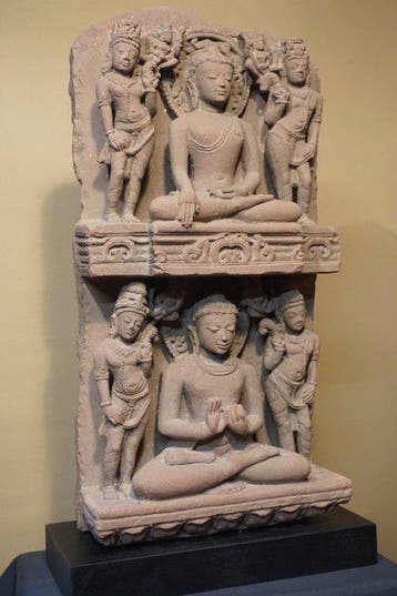 Noord-Indiaas Zandsteen Stele met Boeddha - 58 cm
