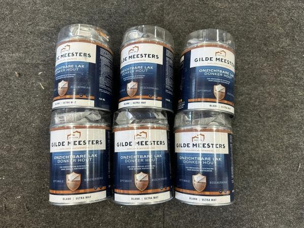Veiling - 6x Onzichtbare lak donker hout Gilde Meesters, Bricolage & Construction, Bricolage & Rénovation Autre