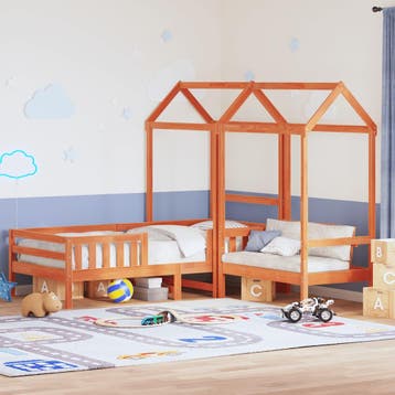 vidaXL Kinderbed met dak massief grenenhout wasbruin 75x190, Verzenden, Nieuw