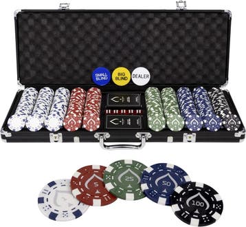 Texas Finest Matt Black 500 Chips – Pokerkoffer Volwassenen, Verzenden, Nieuw