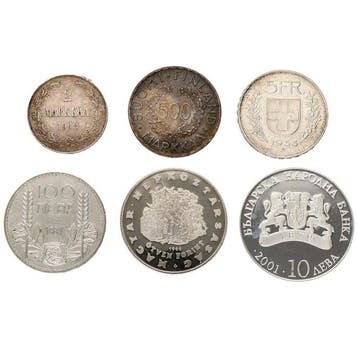 Finland, Hongarije, Bulgarije, Zwitserland. Set of 6 coins,