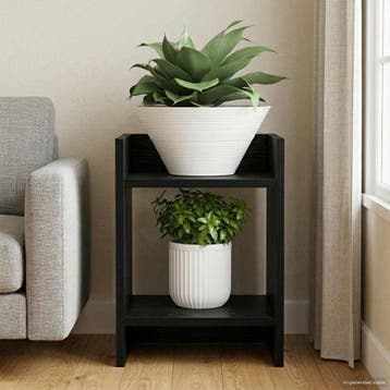 vidaXL Plantenstand Zwart eiken 30 x 30 x 40 cm Bewerkt hout, Verzenden
