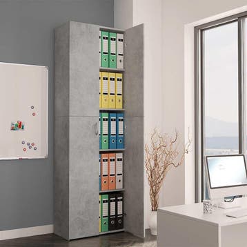 vidaXL Kantoorkast 60x32x190 cm bewerkt hout betongrijs, Verzenden, Nieuw