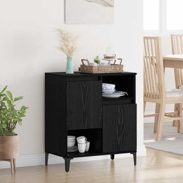 vidaXL Dressoir Zwart Eiken 60 x 35 x 70 cm Bewerkt hout, Verzenden, Nieuw