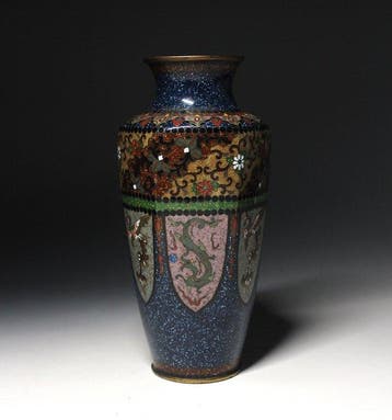 Vase - Cloisonné, Laiton, Émail - Japon - Motif Dragon et