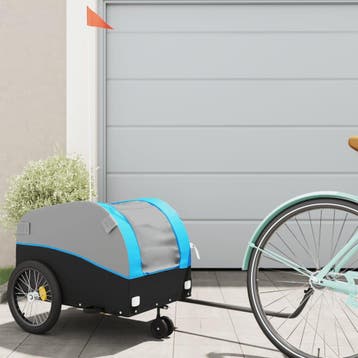 vidaXL Fietstrailer 30 kg ijzer zwart en blauw, Verzenden, Nieuw