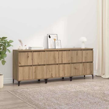 vidaXL Dressoirs 3 st Artisan Eiken 60 x 35 x 70 cm Bewerkt, Huis en Inrichting, Kasten | Dressoirs, Verzenden, Nieuw