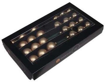 Kerstballen op lange draad licht goud mat glans combi 4 cm, Nieuw