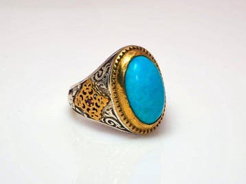 Zonder minimumprijs - Ring Zilver Turquoise, Nieuw