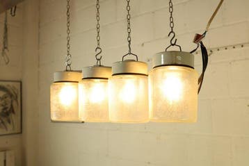 Plafondlamp (4) - Vintage industriële glazen hanglampen -