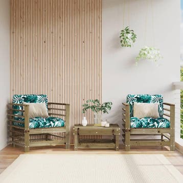 vidaXL Tuinstoelen 2 st met kussens geïmpregneerd grenenhout, Verzenden, Nieuw