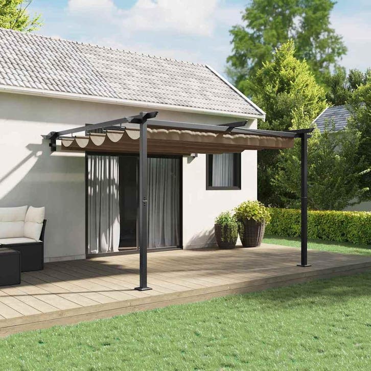 vidaXL Prieel Taupe 300 x 300 x 200 cm Polyester, Tuin en Terras, Partytenten, Nieuw, Verzenden