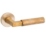 Deurklink op geveerd rozet Bauhaus/Vivo messing antiek, Nieuw