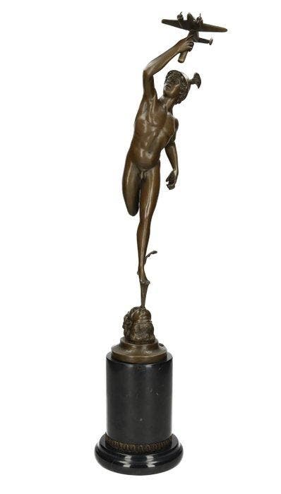 sculptuur, Mercury - 71 cm - Brons, Antiek en Kunst, Kunst | Designobjecten