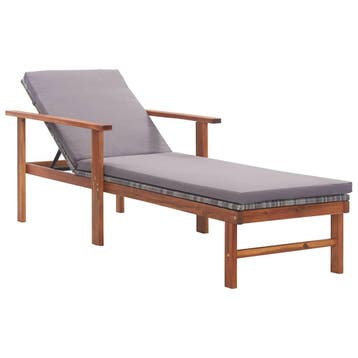 vidaXL Ligbed met kussen poly rattan en massief acaciahout, Verzenden
