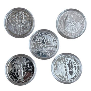 Vaticaan. 5 Euro 2005/2009 (5 moedas) Proof (Zonder