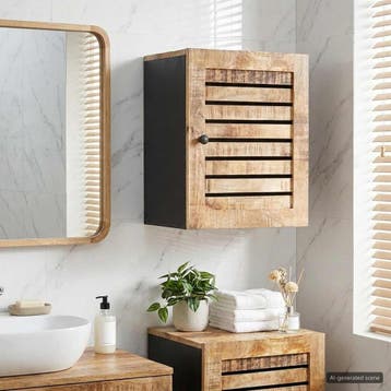 vidaXL Hangkast Bruin en Zwart 38 x 33,5 x 48 cm Massief, Verzenden, Nieuw