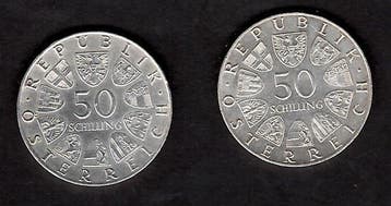Autriche. 50 Schilling 2x 1974/1978 - Austrian Broadcasting