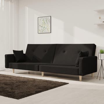 vidaXL Slaapbank / zetel 2-zits met 2 kussens stof zwart, Verzenden, Nieuw
