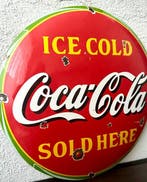 No reserve- Vrij groot Coca Cola emaille reclamebord -