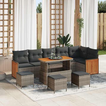 vidaXL Tuinbank Set 10 st 10-Aantal zitplaatsen Grijs, Verzenden, Nieuw