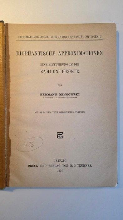 Hermann Minkowski - Diophantische Approximationen. Eine, Antiquités & Art, Antiquités | Livres & Manuscrits