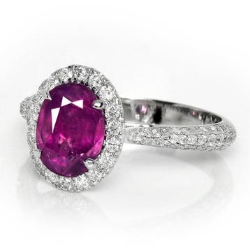 Zonder minimumprijs - Ring - 14 karaat Witgoud, GIA 1,90 ct