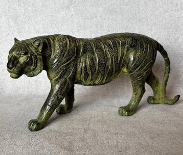 Beeld, Exclusief sculptuur van een tijger 27 cm - 14 cm -