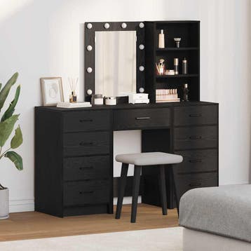 vidaXL Kaptafel 3 st Zwart 40 x 41 x 135 cm Bewerkt hout, Huis en Inrichting, Verzenden, Nieuw