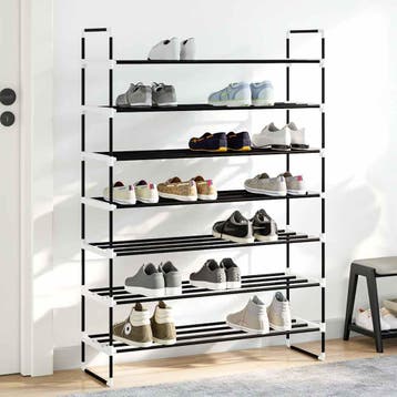 vidaXL Schoenenrek met 7 schappen metaal en kunststof zwart, Maison & Meubles, Armoires | Armoires à chaussures, Verzenden