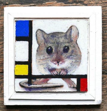 Jos Verheugen - Free after Mondrian, with Mouse (M976, oil, Antiquités & Art