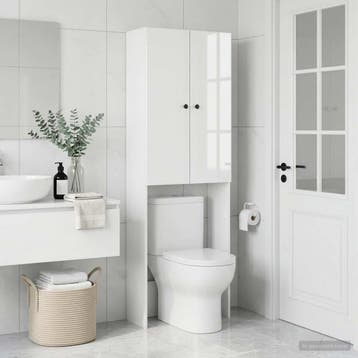 vidaXL Toiletkast BREDA Hoogglans Wit 66 x 25,5 x 190 cm, Verzenden, Nieuw