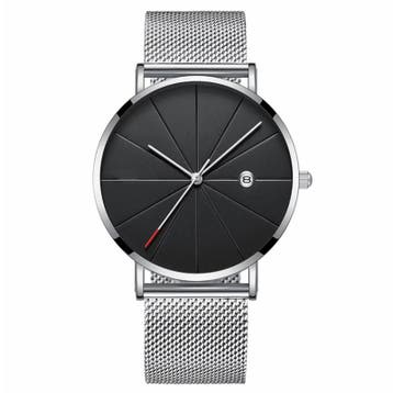 Fako - Horloge - Mesh - Chicago - Ø40mm - Zilver/Zwart, Handtassen en Accessoires, Verzenden, Nieuw