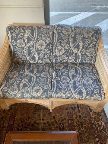 Sofa - Rattan - Vintage rattan lounge set – sofa and two