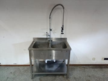 RVS Spoeltafel met voorspoeldouche - B100 x D60 x H88,5 cm, Zakelijke goederen, Nieuw in verpakking