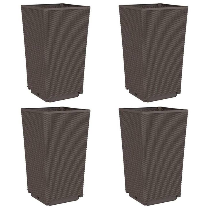 Bruine Rattan Plantenbakken 4st | Tweede Kansje | OP = OP!, Tuin en Terras, Bloembakken en Plantenbakken, 30 tot 60 cm, Minder dan 60 cm