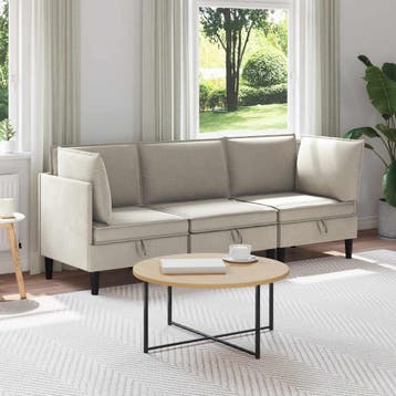 vidaXL Woonkamer Meubelset 3 st Havermout Stof, Verzenden, Nieuw