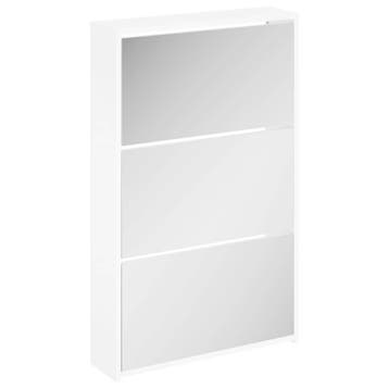 vidaXL Schoenenkast drielaags met spiegel 63x17x102,5 cm wit, Verzenden, Nieuw