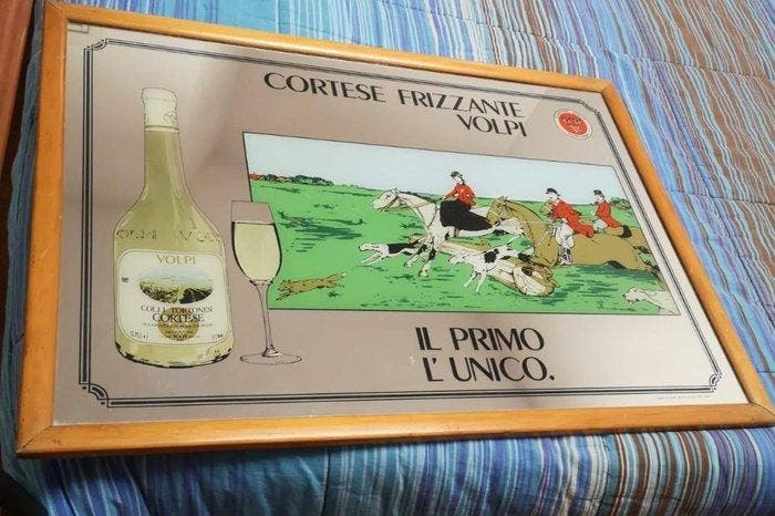 Cantine Volpi - Spiegel - Glas, Hout - Quadro Reclamesbord, Antiek en Kunst, Antiek | Wandborden en Tegels