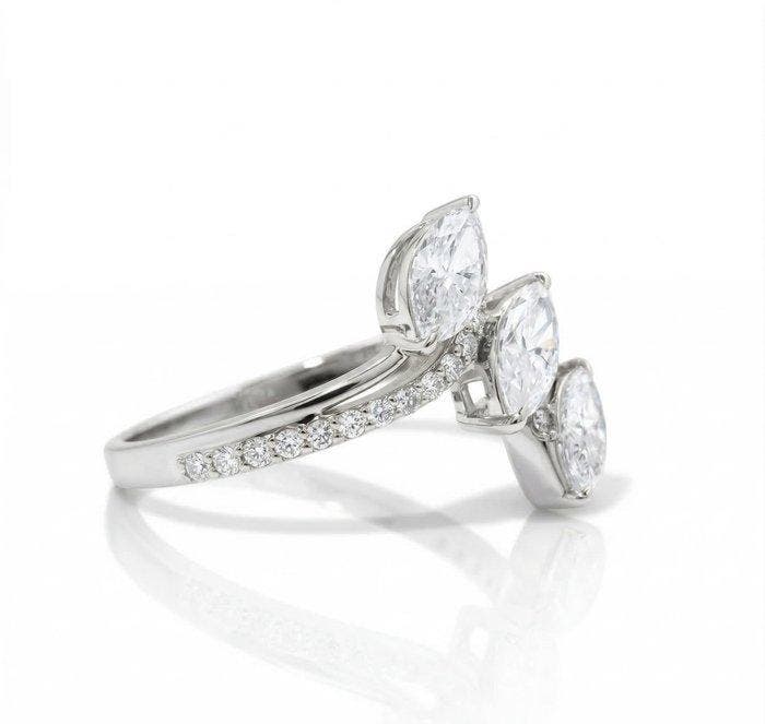 Trouwring - 14 karaat Witgoud - 1.07ct. tw. Diamant, Bijoux, Sacs & Beauté, Bijoux anciens