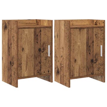 vidaXL Nachttafels 2 st Oud hout 40 x 30 x 60 cm Bewerkt, Huis en Inrichting, Slaapkamer | Nachtkastjes, Verzenden, Nieuw