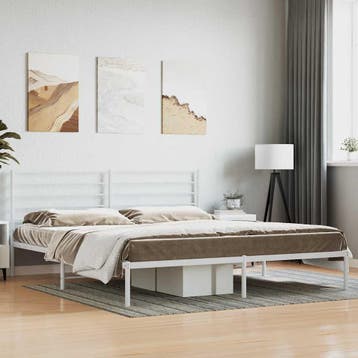 vidaXL Bedframe met hoofdbord metaal wit 180x200 cm, Verzenden, Nieuw
