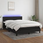 vidaXL Boxspring met matras en LED stof zwart 140x200 cm, Verzenden