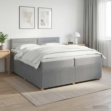 vidaXL Boxspringbed met matras Lichtgrijs 200 x 200 cm Stof, Verzenden