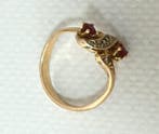 Ring - 18 karaat Geel goud Robijn - Diamant, Handtassen en Accessoires, Nieuw