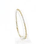 Bicolor gouden ankerschakel armband (Schakelarmband), Handtassen en Accessoires, Armbanden, Ophalen of Verzenden, Gebruikt, Overige kleuren